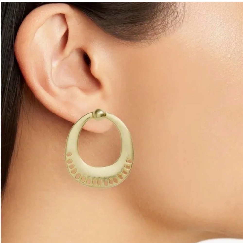 Madewell NEW eyelet Lace Statement Earrings vintage gold color